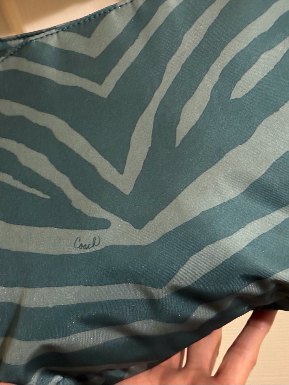 Coach Teal Zebra-Print nylon Crossbody Shoulder Bag - Picture 8 of 10